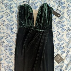 Elegant Velvet Green Dress